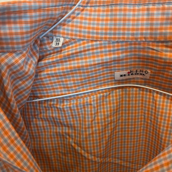 Kiton Orange Grey Spread Collar Dress Shirt 15.5 - Picture 4 of 7